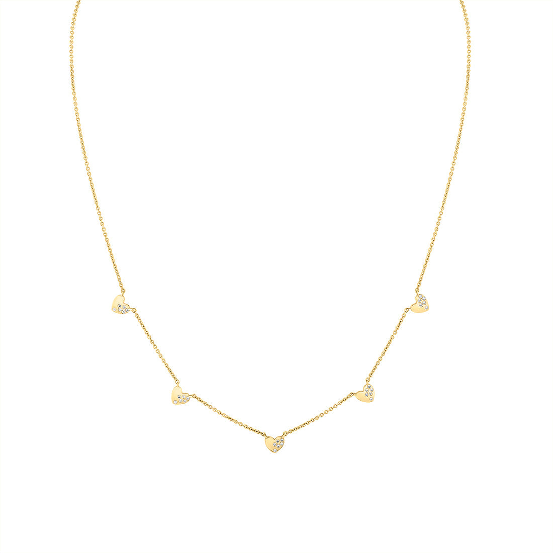 Eternelle Scattered Diamond Heart Charm Necklace