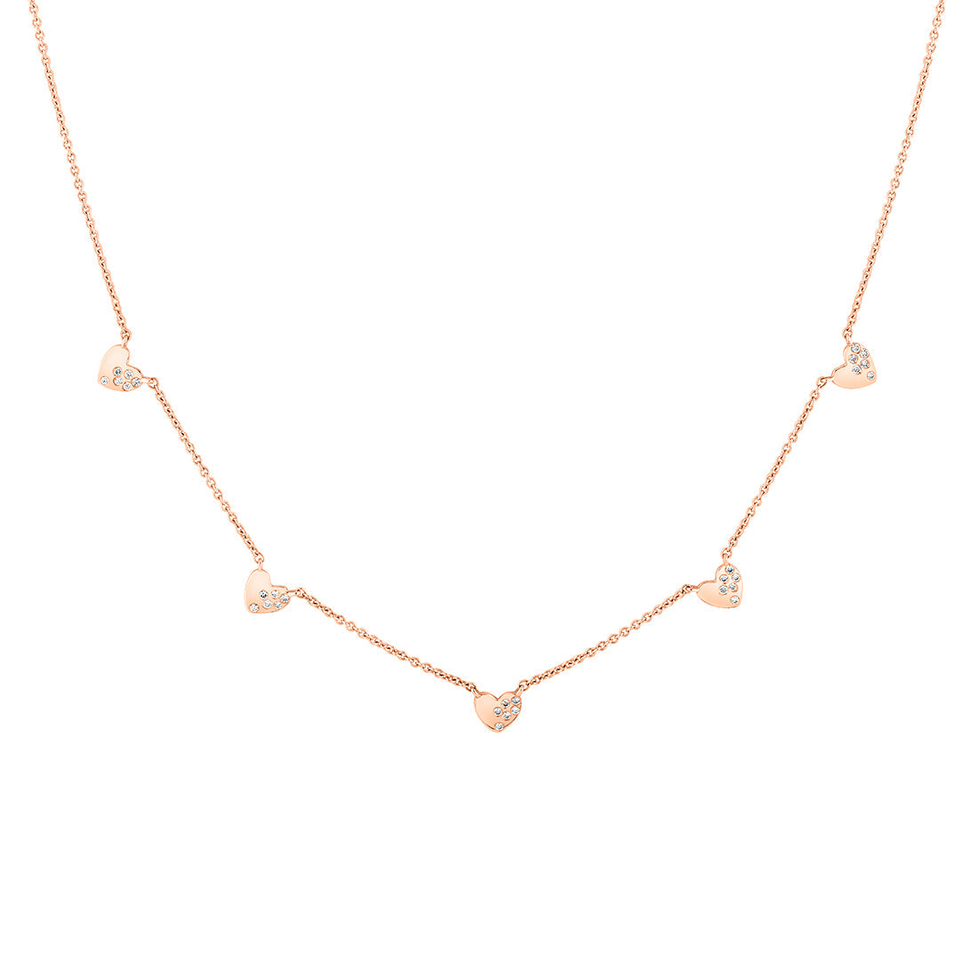 Eternelle Scattered Diamond Heart Charm Necklace