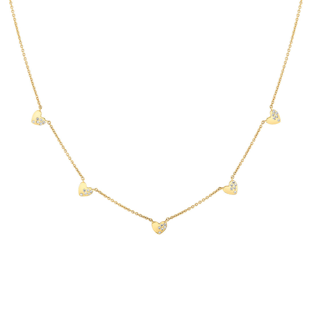 Eternelle Scattered Diamond Heart Charm Necklace