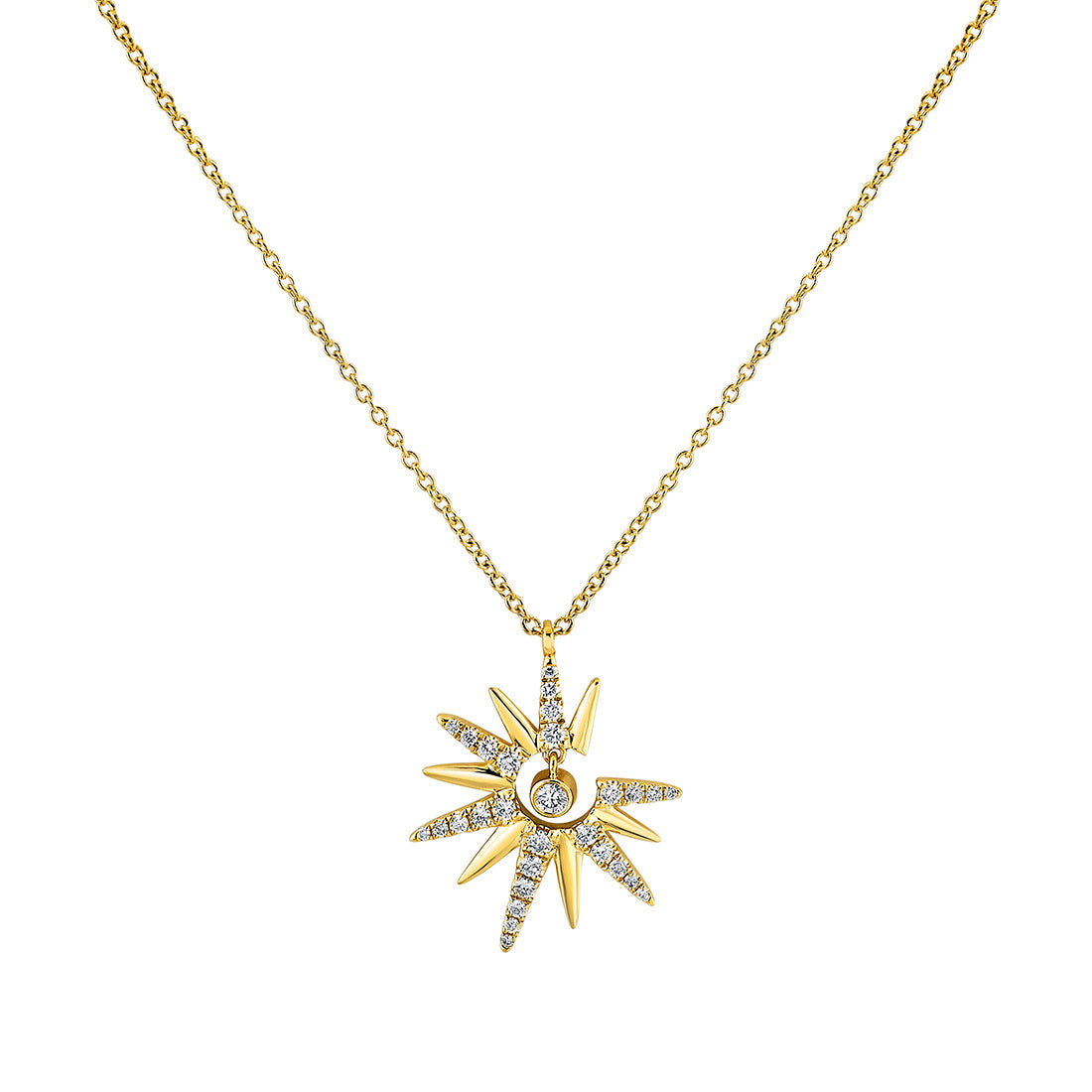 Solaz Sun Diamond Necklace with Bezel Diamond