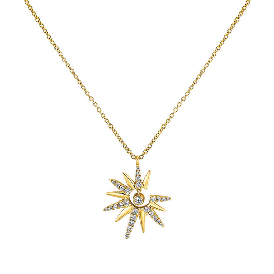 Solaz Sun Diamond Necklace with Bezel Diamond
