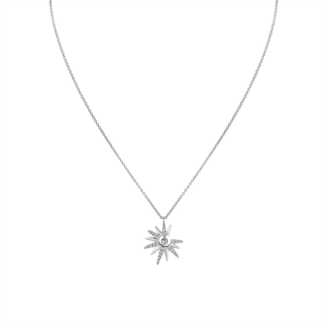 Solaz Sun Diamond Necklace with Bezel Diamond