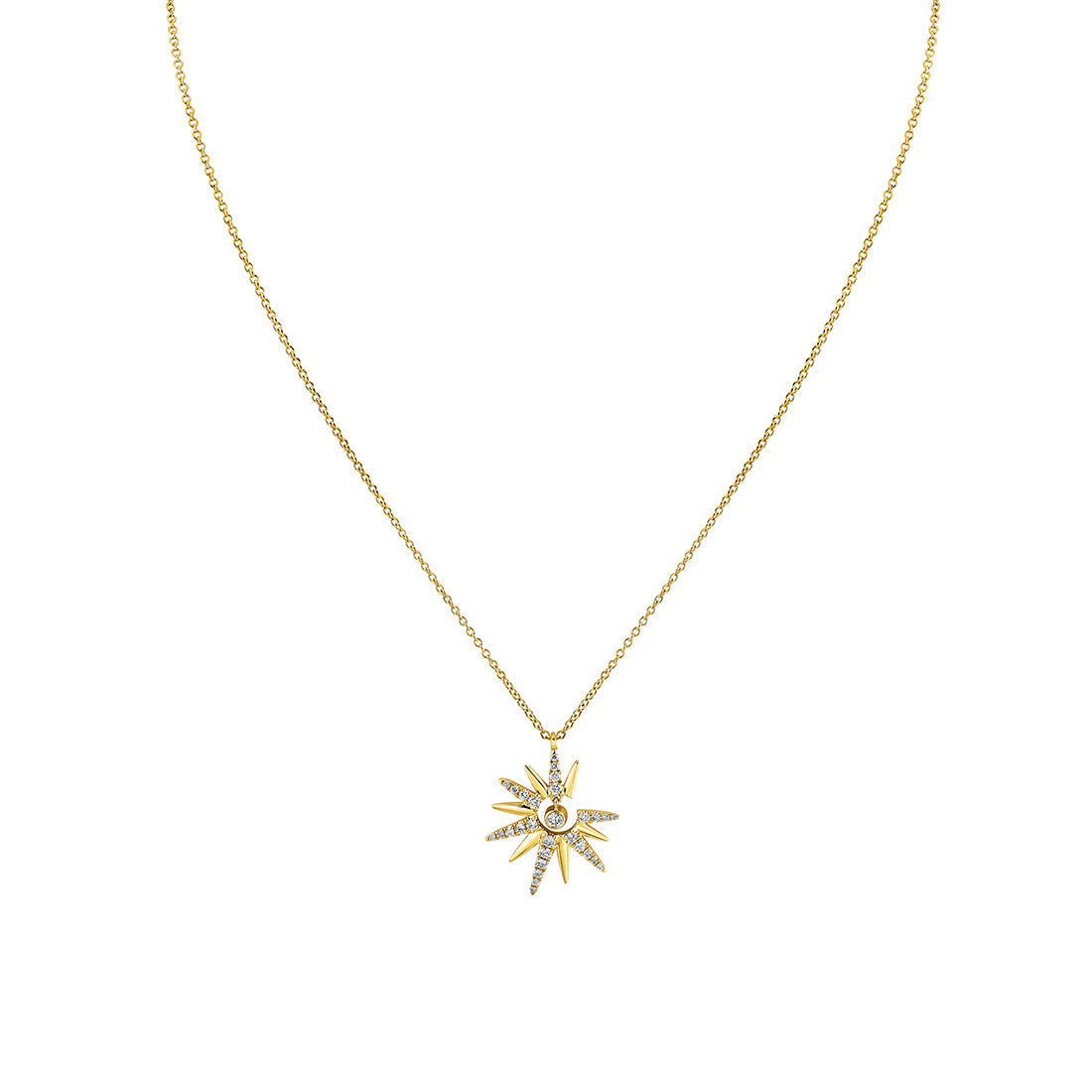 Solaz Sun Diamond Necklace with Bezel Diamond