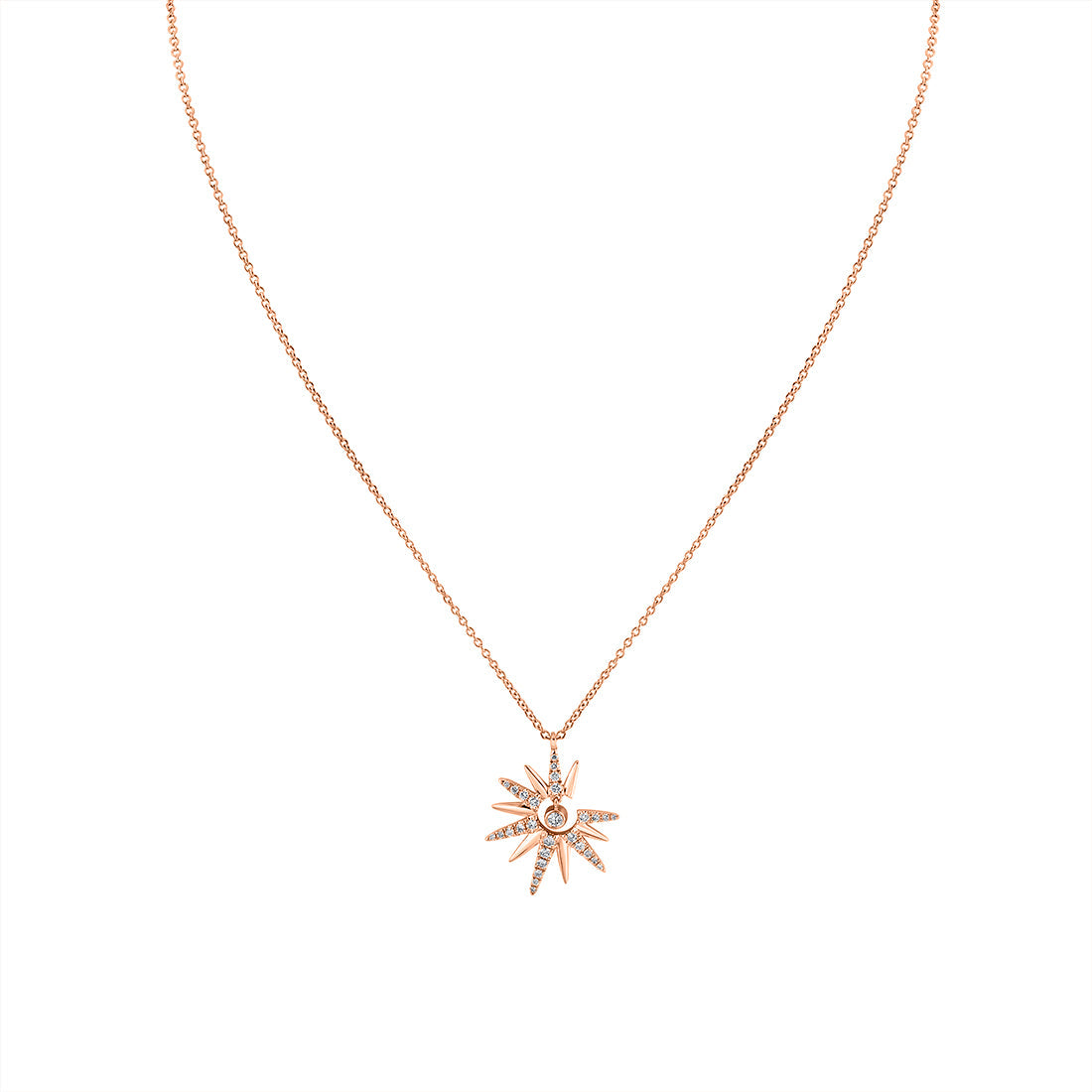 Solaz Sun Diamond Necklace with Bezel Diamond