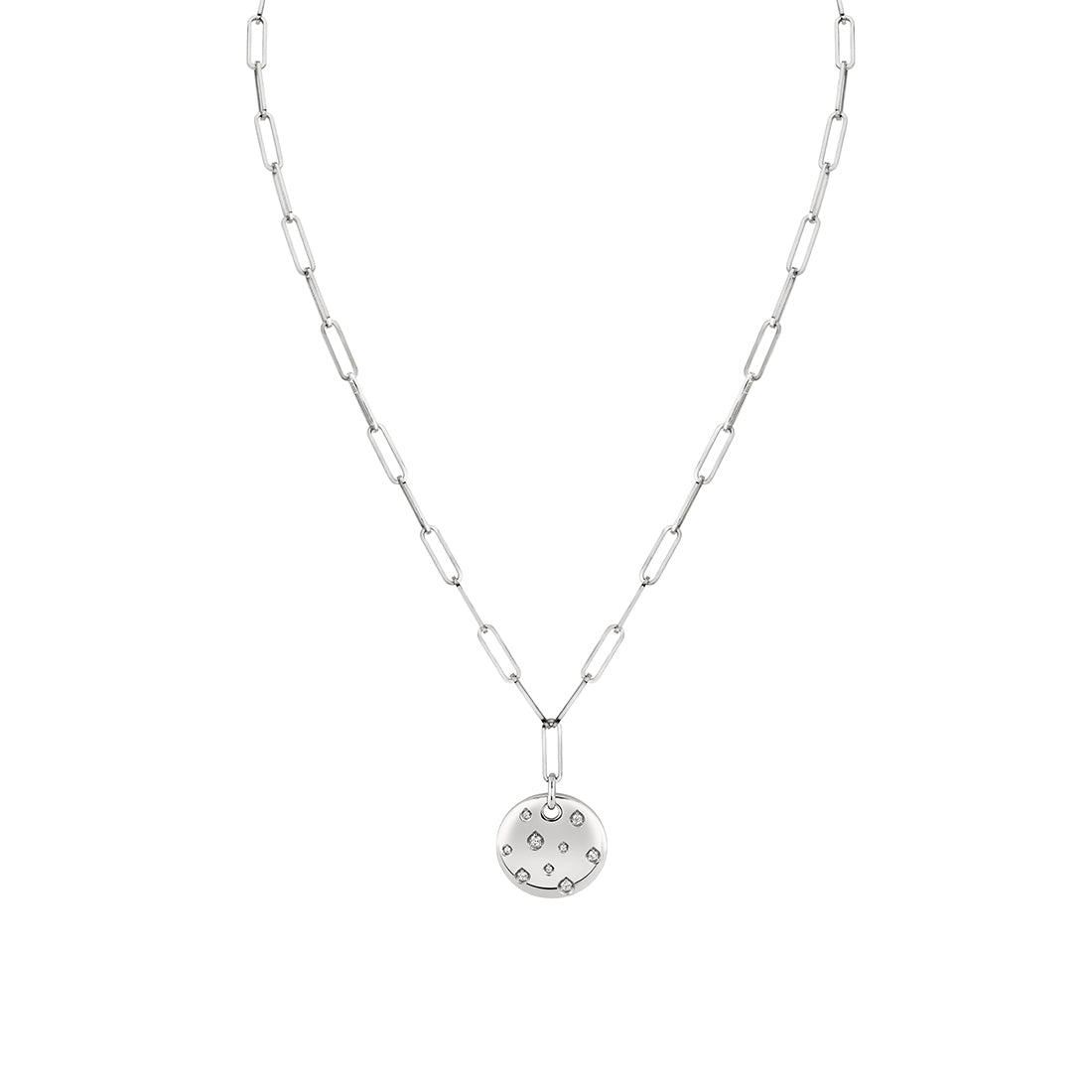 Auravie Shell Shapes Diamond Paperclip Necklace