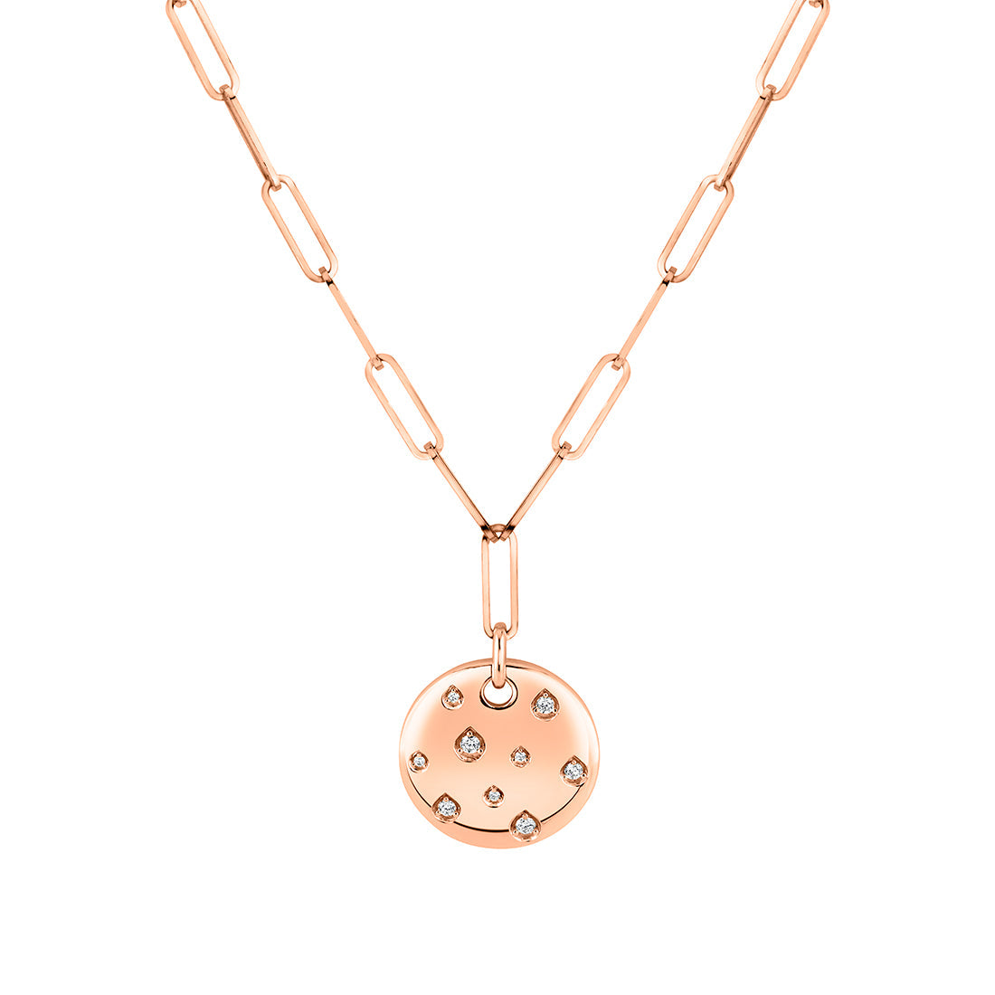 Auravie Shell Shapes Diamond Paperclip Necklace