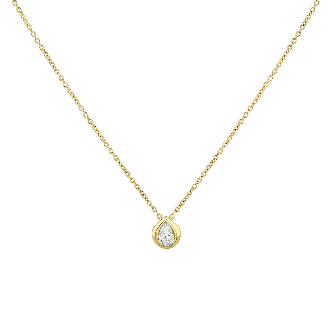 Shell Bezel Pear Diamond Necklace