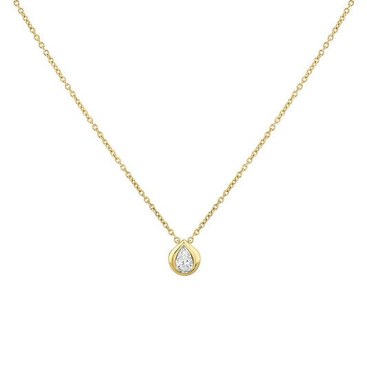 Shell Bezel Pear Diamond Necklace