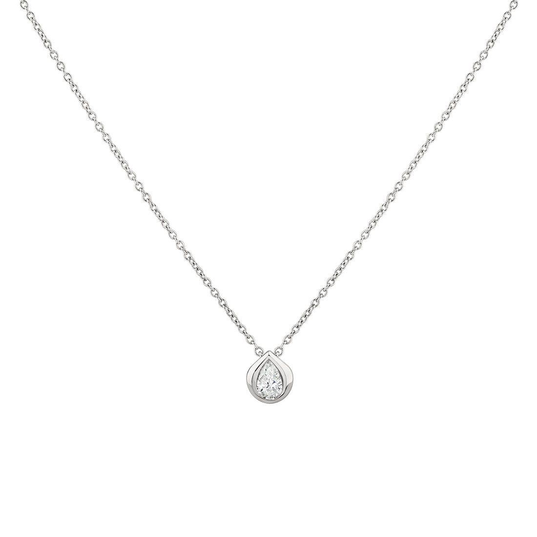 Shell Bezel Pear Diamond Necklace