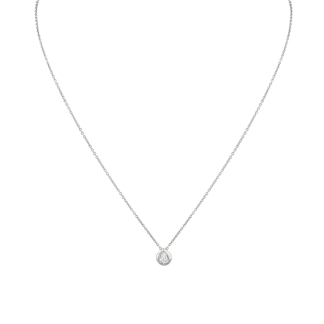 Shell Bezel Pear Diamond Necklace