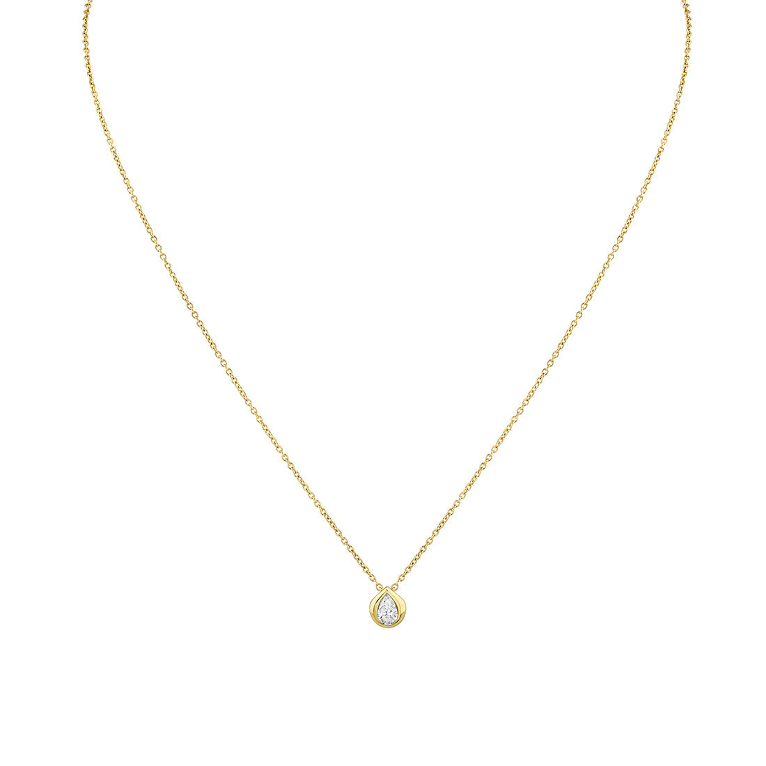 Shell Bezel Pear Diamond Necklace
