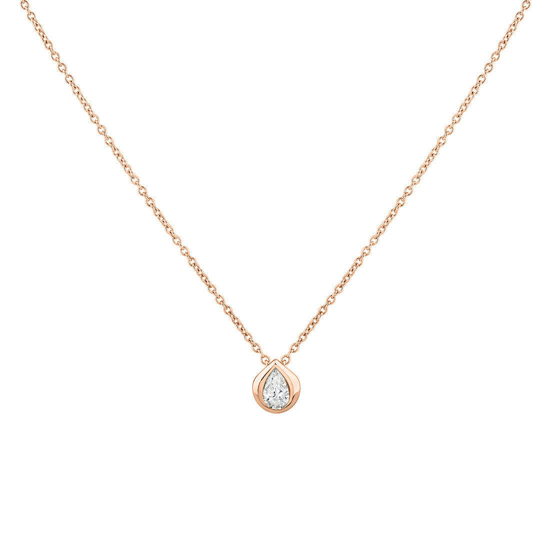 Shell Bezel Pear Diamond Necklace