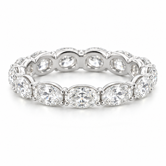 3.28 CTW East-West Oval Lab Grown Diamond Eternity Band in 18K White Gold