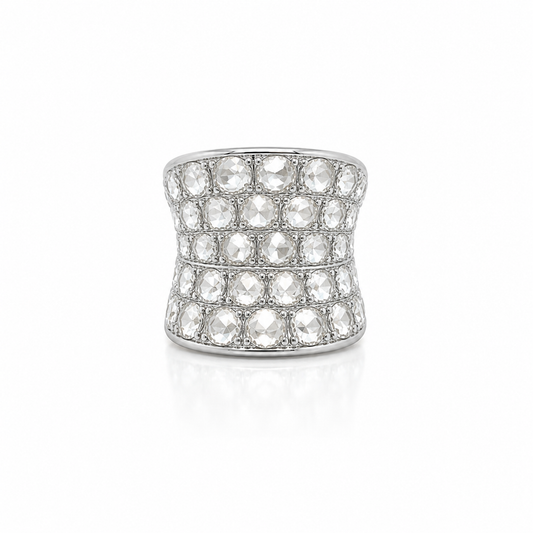 Palladium and White Gold Rose Cut Diamond Fashion Ring
