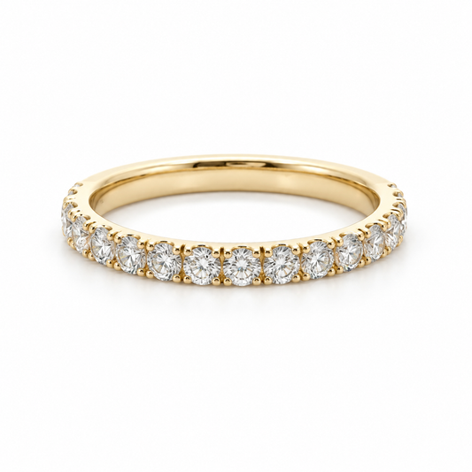 1.05 CTW Round Lab Grown Diamond Pavé Wedding Band in 14K Yellow Gold