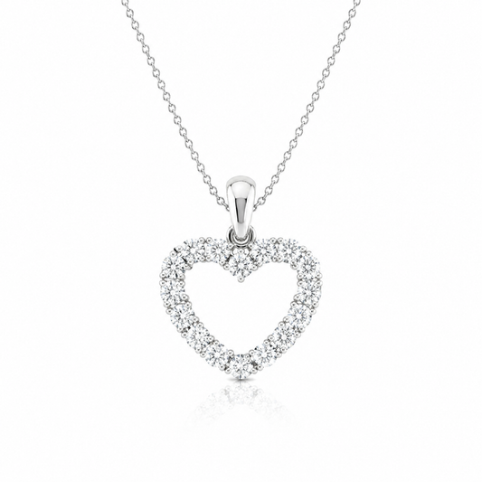 White Gold Pave Diamond Heart Pendant