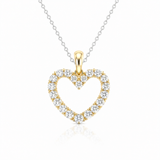 Yellow Gold Pave Diamond Heart Pendant