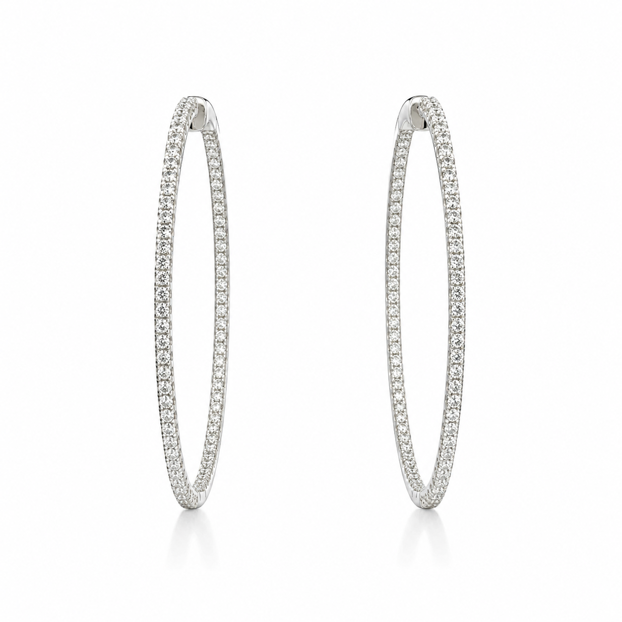 White Gold Pave Diamond Large Hoops
