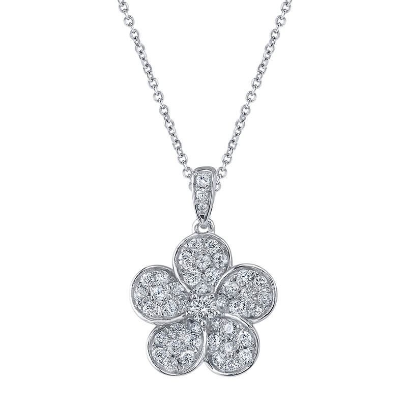 Classic Diamond Pave Flower Pendant