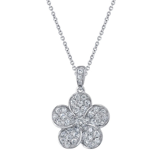 Classic Diamond Pave Flower Pendant