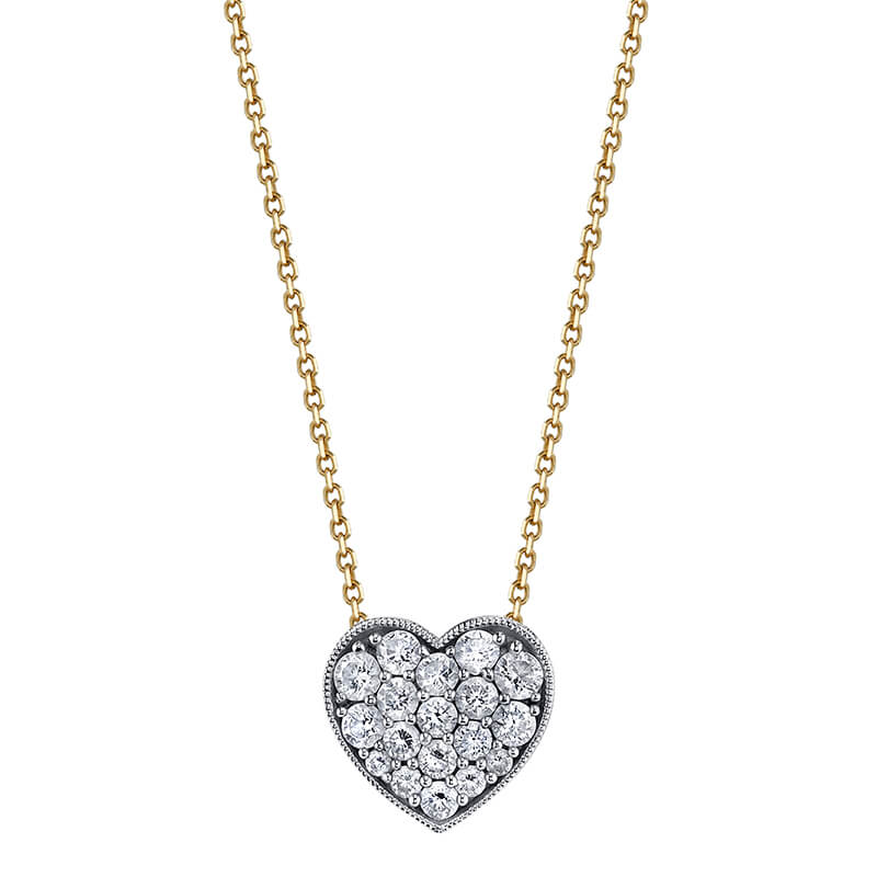Modern Pave Diamond Heart Shaped Pendant
