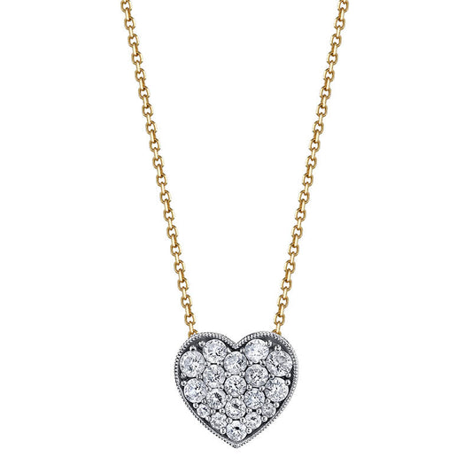 Modern Pave Diamond Heart Shaped Pendant