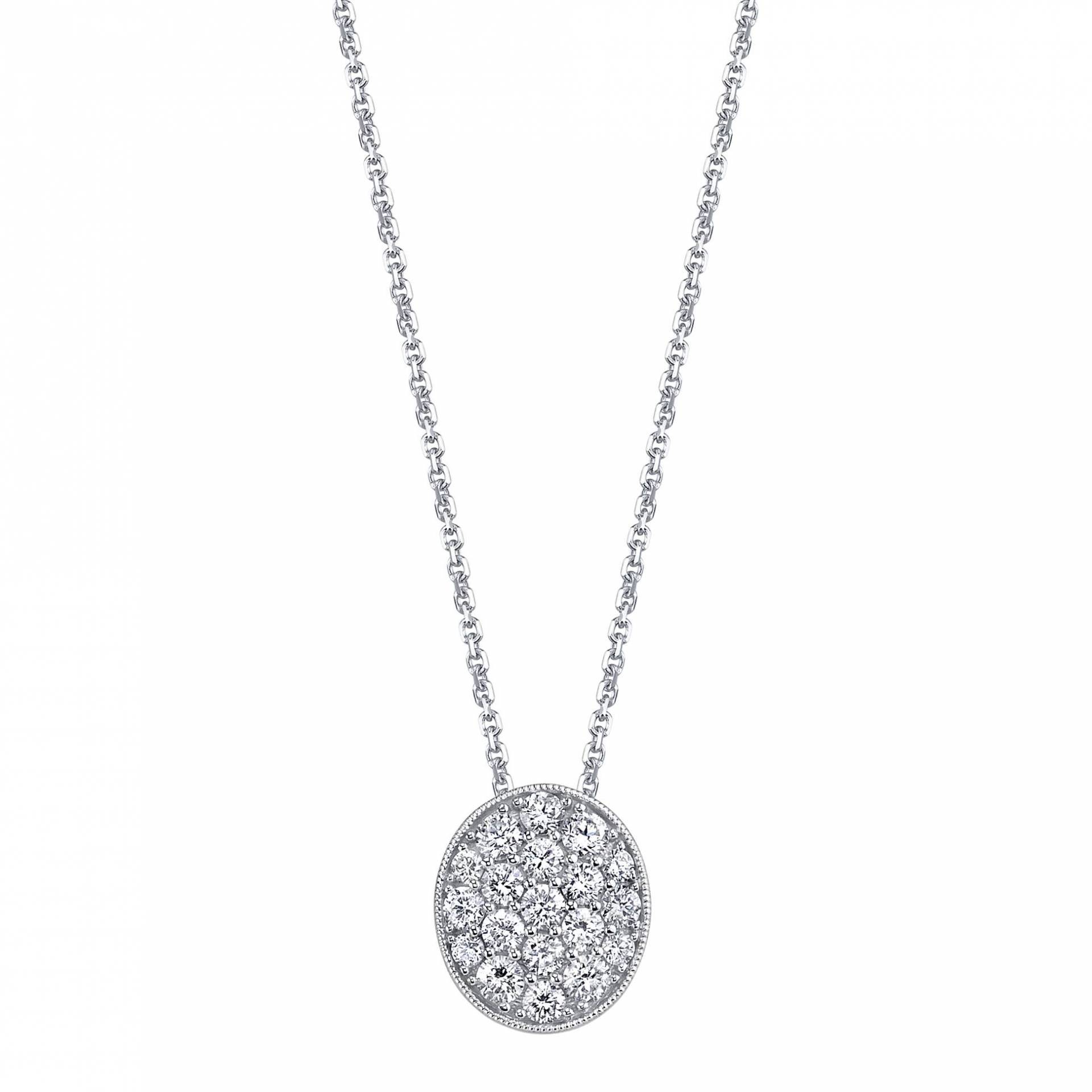 Classic Pave Diamond Oval Shaped Pendant