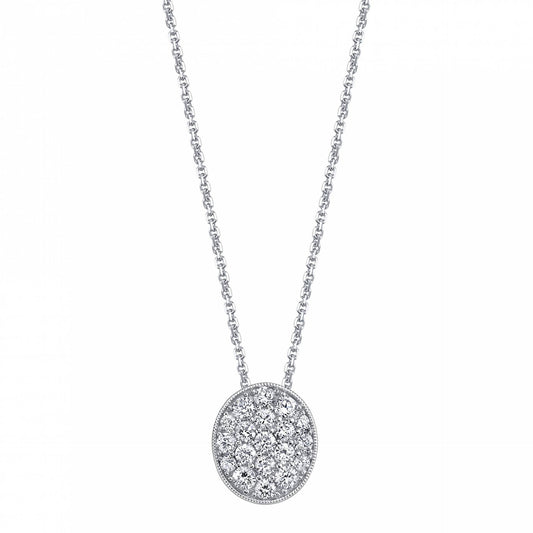 Classic Pave Diamond Oval Shaped Pendant