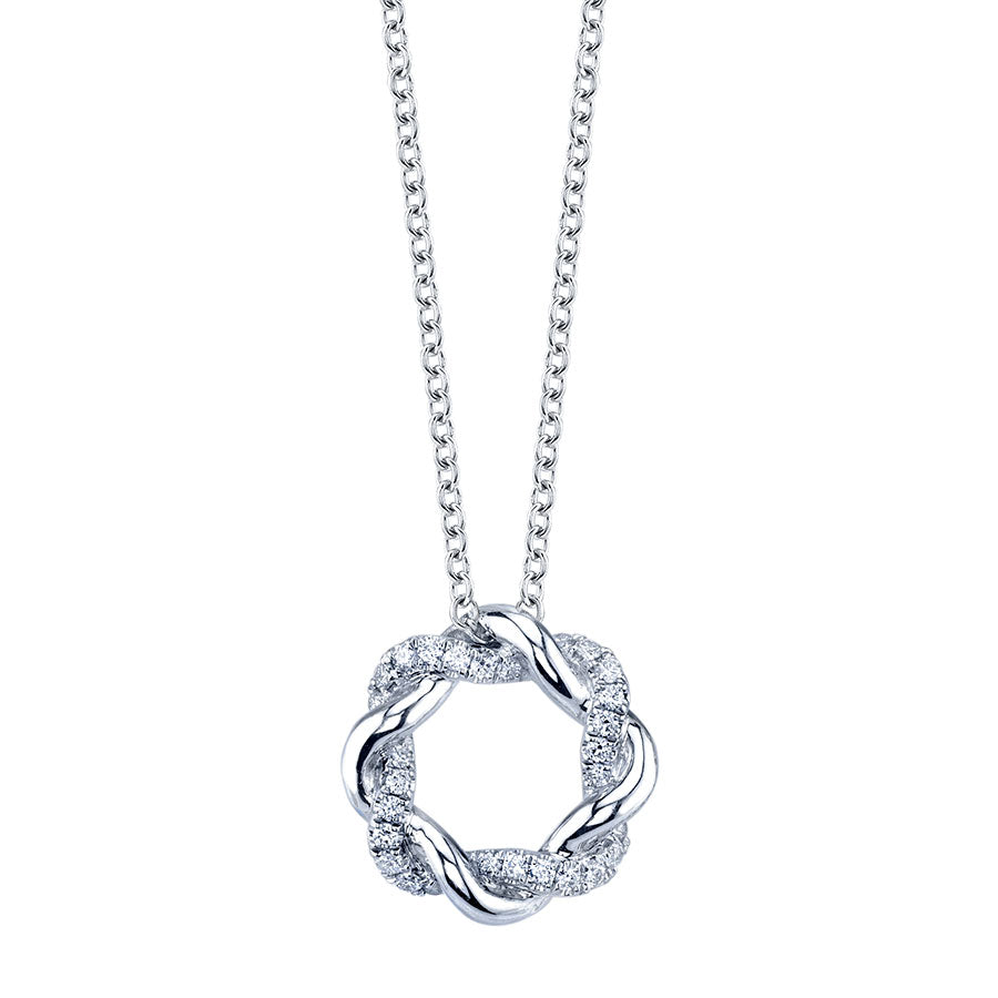 Modern Two Tone Diamond Swirl Pendant