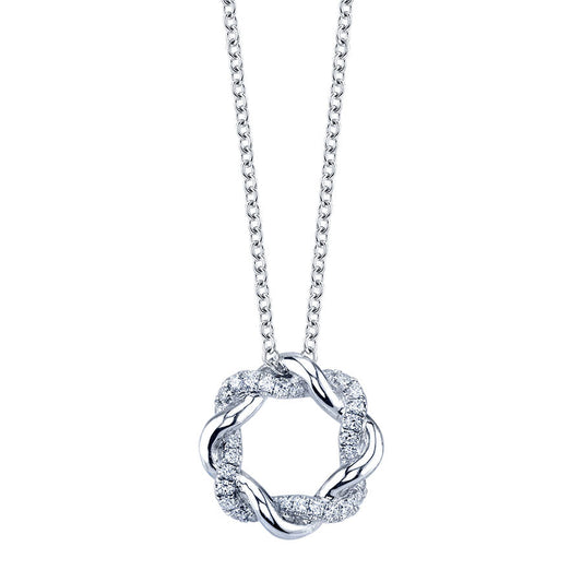 Modern Two Tone Diamond Swirl Pendant