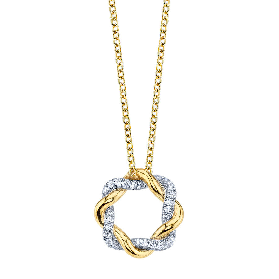 Modern Two Tone Diamond Swirl Pendant