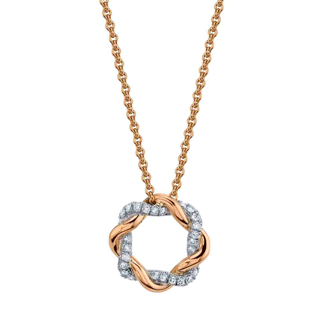Modern Two Tone Diamond Swirl Pendant