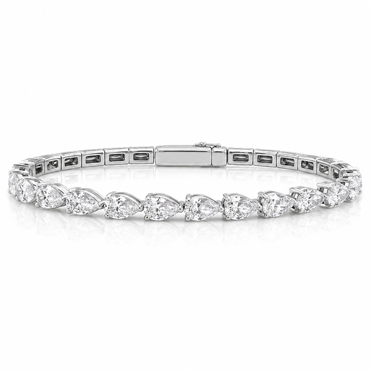 White Gold Pear Shape Lab-Grown Diamond Flexi Bangle