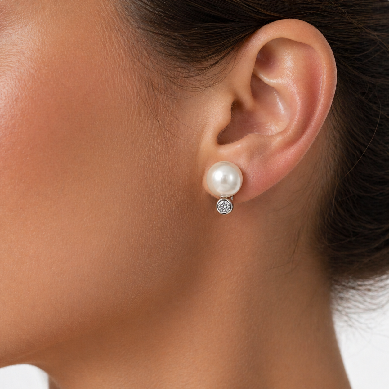 White Gold South Sea Pearl and Diamond Studs