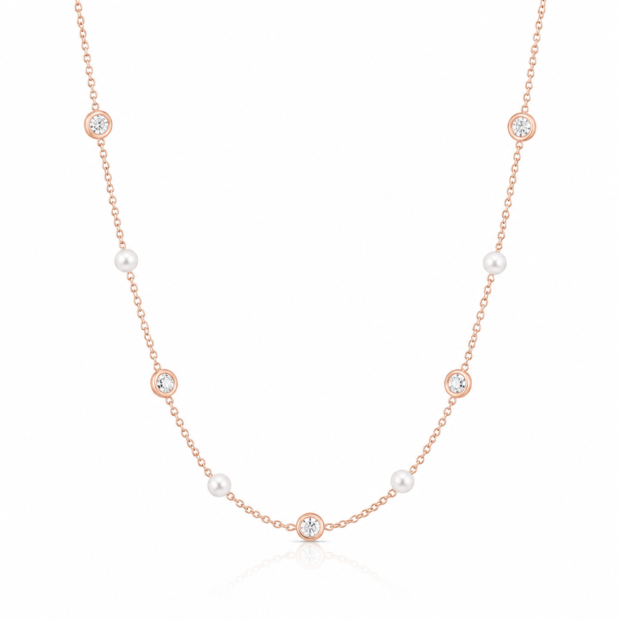 Rose Gold Diamond and Pearl Layering Necklace
