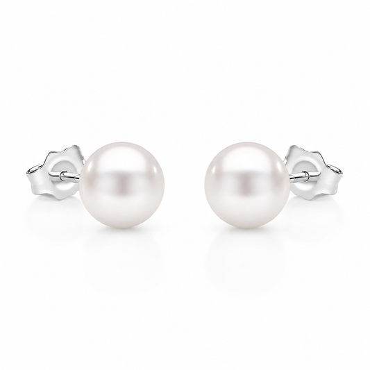 White Gold Pearl Studs