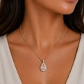 White and Rose Gold Pear Shape Lab-Grown Fancy Pink Diamond Halo Pendant
