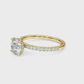 14K Yellow Gold Round Brilliant Diamond Hidden Halo Engagement Ring With Pave Shank