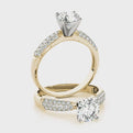 14K Yellow Gold Round Brilliant Diamond Engagement Ring With Micro Pave Accents