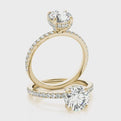 14K Yellow Gold Round Brilliant Diamond Engagement Ring With Pave Accents And Hidden Halo