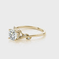 14K Yellow Gold Round Brilliant Diamond Vine Inspired Engagement Ring