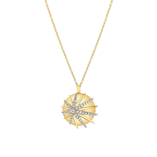 Solaz Sun Burst Diamond Medallion Pendant