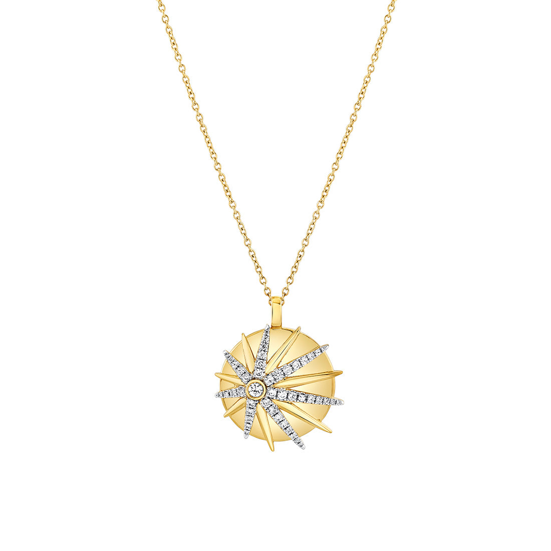 Solaz Sun Burst Diamond Medallion Pendant