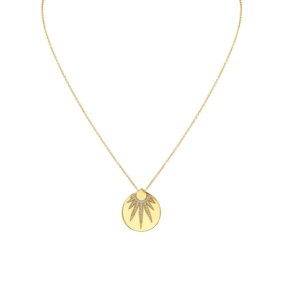 Solaz Sun Rays Shell Diamond Pendant