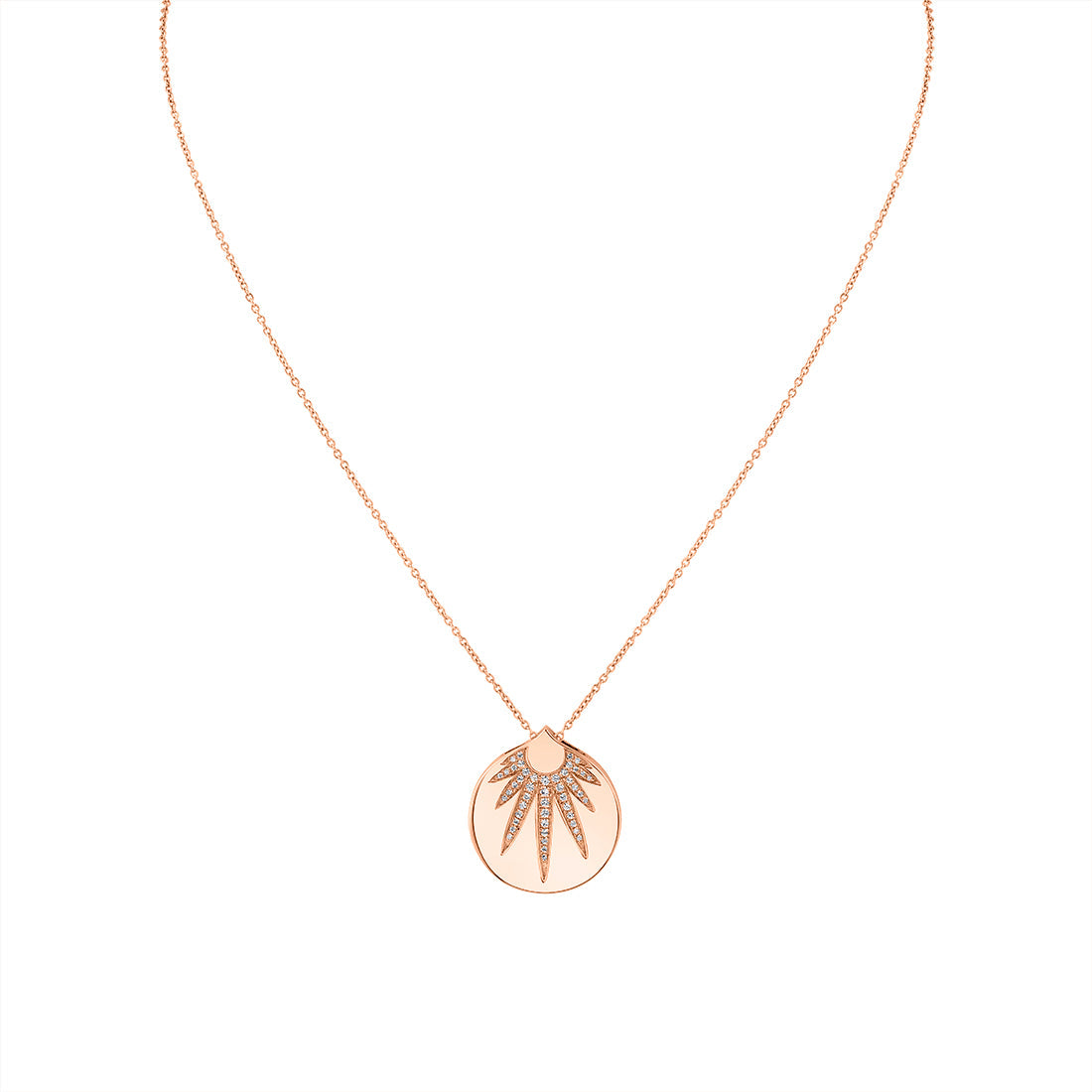 Solaz Sun Rays Shell Diamond Pendant