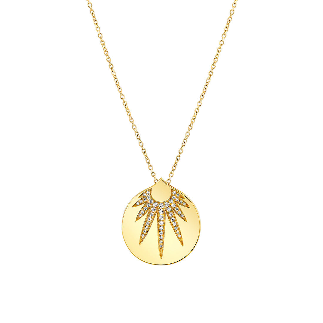 Solaz Sun Rays Shell Diamond Pendant