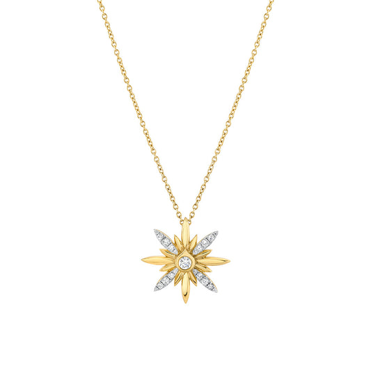 Solaz Sun Burst Diamond Pendant with Shell Bezel Diamond