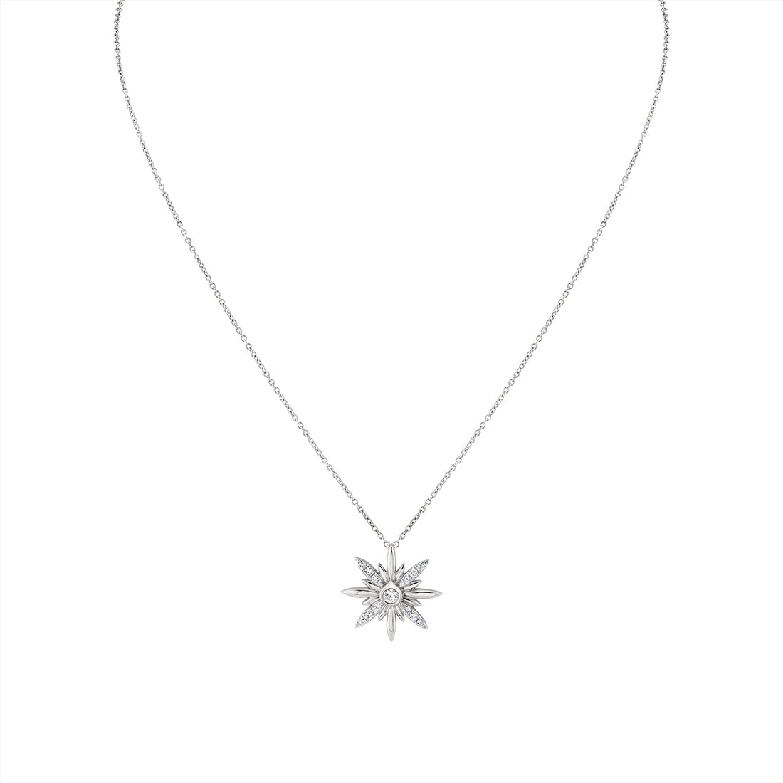 Solaz Sun Burst Diamond Pendant with Shell Bezel Diamond