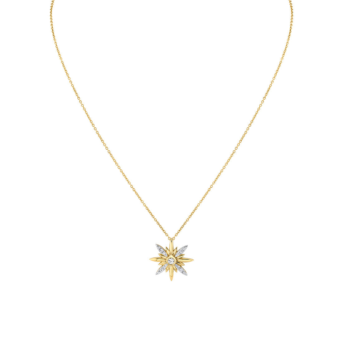 Solaz Sun Burst Diamond Pendant with Shell Bezel Diamond
