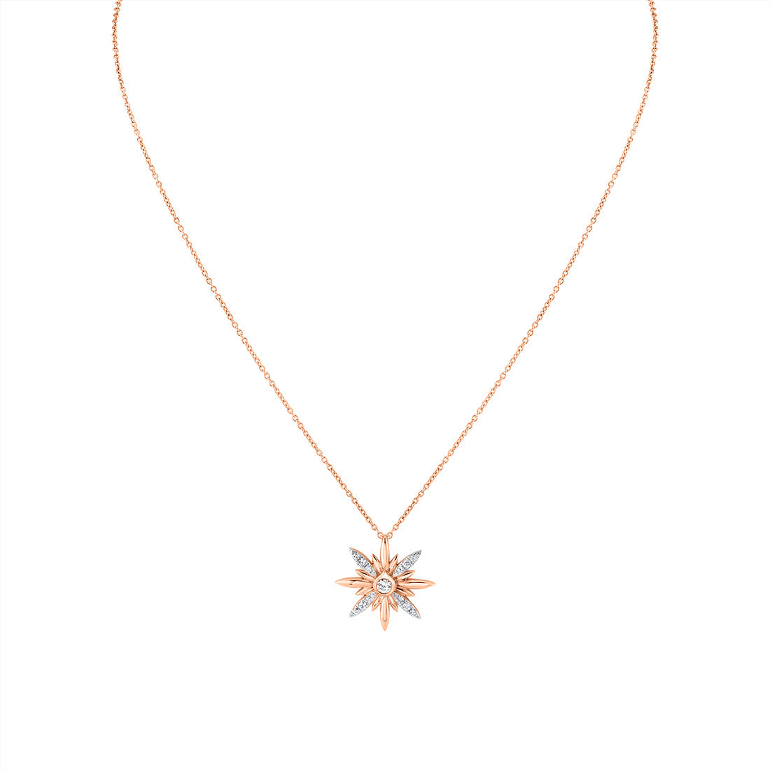 Solaz Sun Burst Diamond Pendant with Shell Bezel Diamond